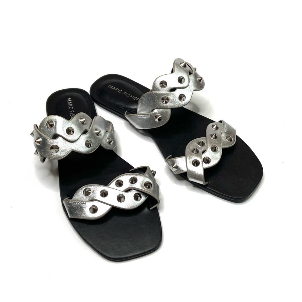 MARC FISHER Bodil Silver Studded Slide Sandal